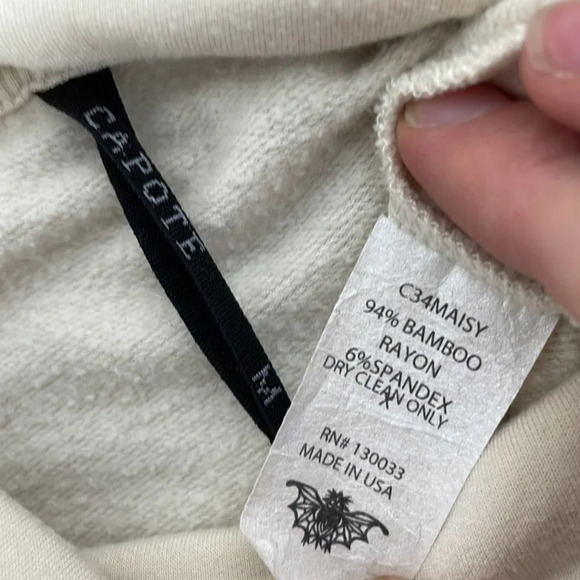 Capote Maisy Pullover Sweater Bamboo Buttons Cowl Neck Cream Size Medium M - Picture 11 of 15